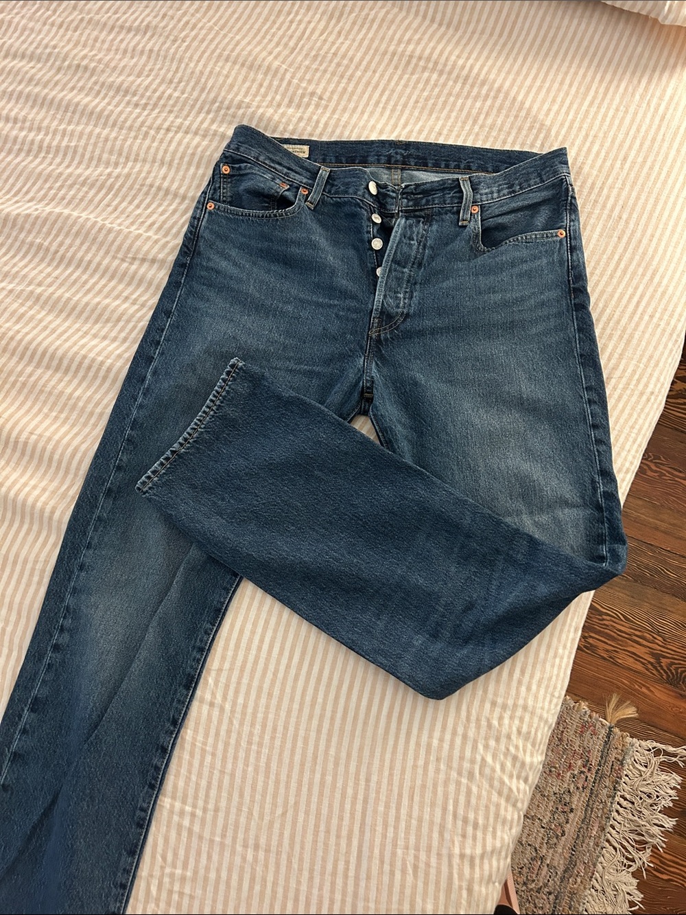 Levi's Dark Blue Straight-Leg Button-Fly Jeans